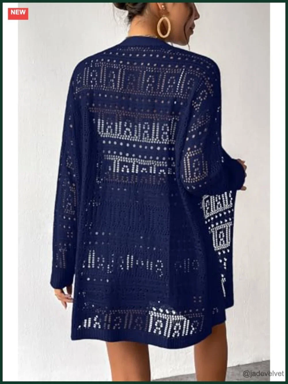 Crochet Cardigan Sweater Lightweight Long Sleeve Open Front Kimono Boho Knit